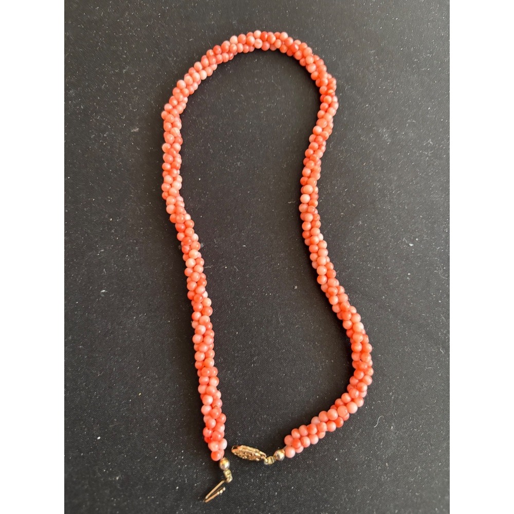 antique vintage coral choker neckless beaded 16"